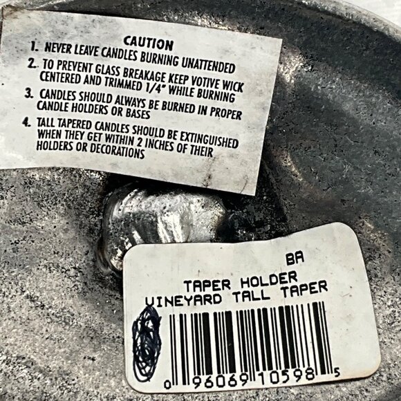 Vintage Pewter 1997 Carson Candle Holders Pair Vineyard Design‎ - Picture 8 of 8